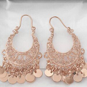 NTLX Rose Gold Boho Filigree Dangle Earrings – Gift Boxed, New